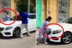 Bực tức vì tài xế buông lời thách thức, người phụ nữ trung niên cầm búa đập vỡ xe sang Mercedes đỗ trước nhà