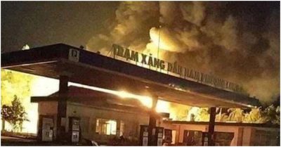 Xe bồn cháy dữ dội ngay trạm xăng dầu ở Xuân Lộc, Đồng Nai