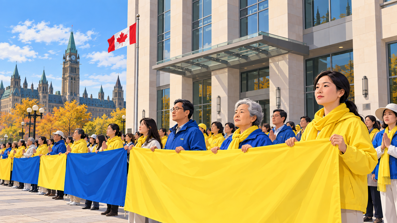 Học viên Pháp Luân Công tập hợp tại Ottawa, đề nghị Canada lên tiếng về vụ tấn công ở Toronto
