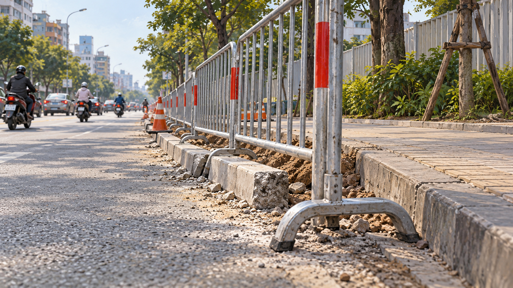 Hà Nội rào chắn từng đoạn đường Cổ Linh để xây đường trên cao