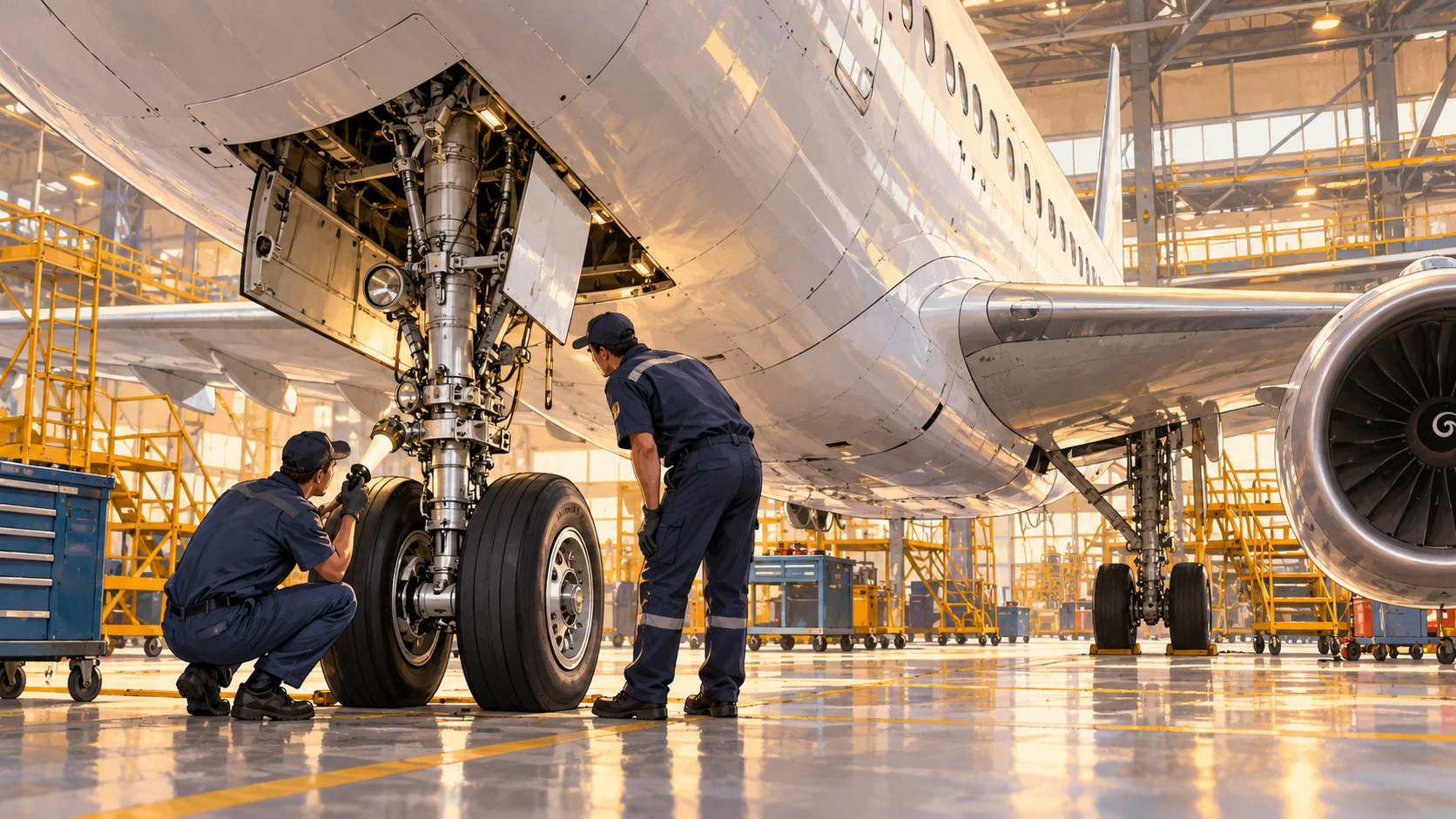 Ảnh minh hoạ công tác kiểm tra kỹ thuật máy bay dân dụng; không phải ảnh tư liệu Boeing 737 MAX 10.