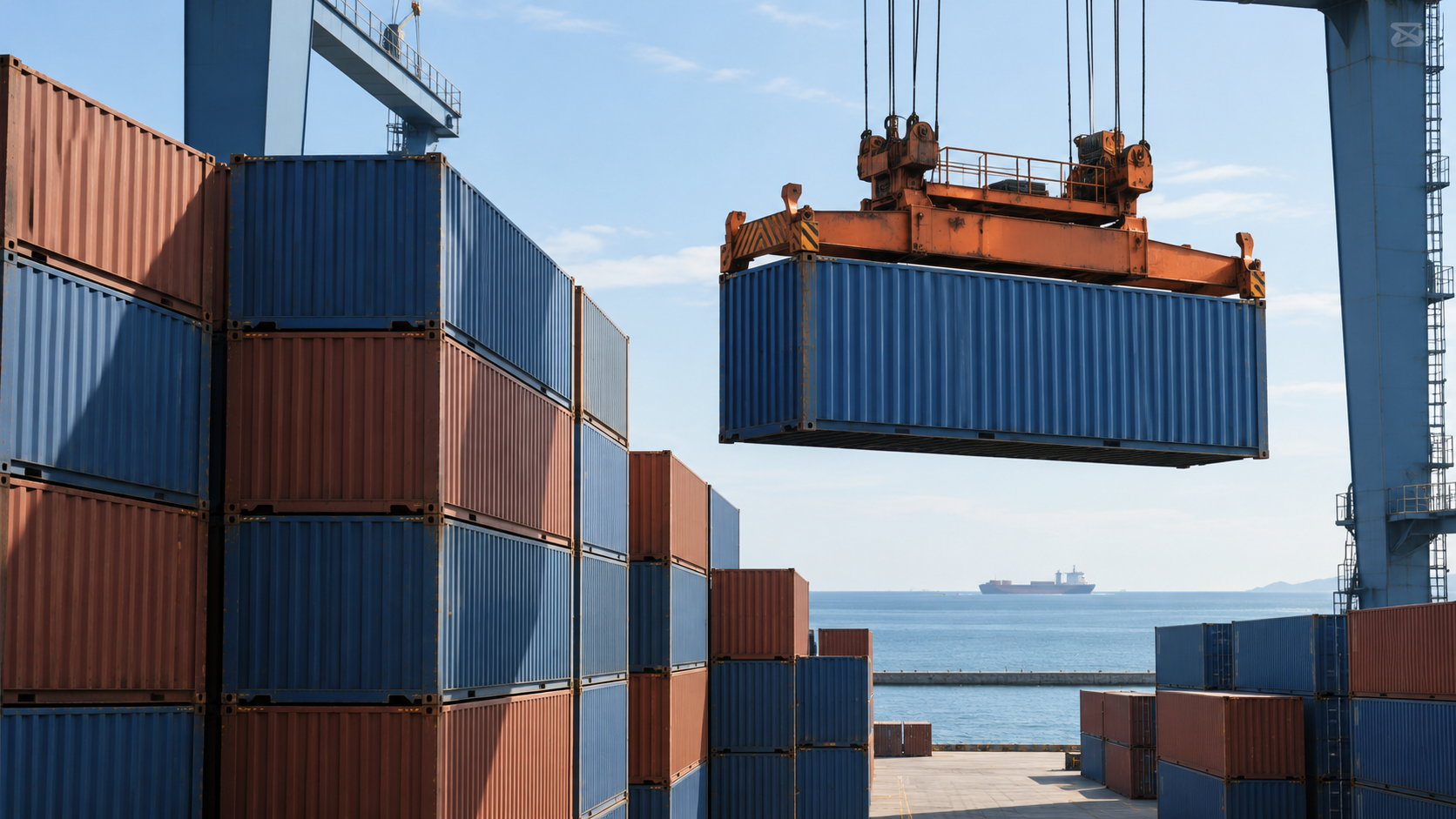Ảnh minh hoạ hoạt động bốc xếp container tại một cảng hàng hóa giả định, không phải ảnh cảng cụ thể.