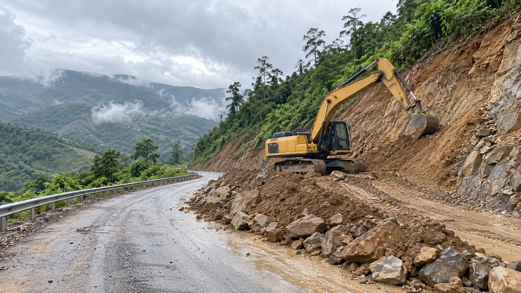 Huế khắc phục sạt trượt đường 14B, cần xử lý hơn 108.600 m³ đất đá