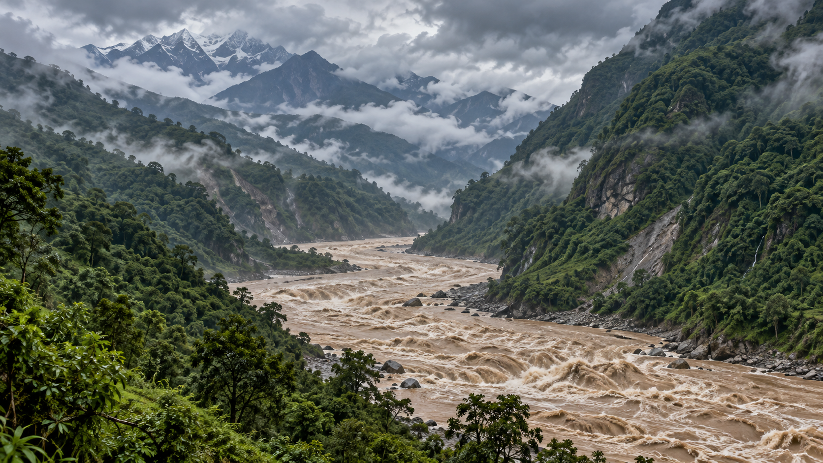 Lũ mới cuốn trôi nhà và cầu ở Nepal, 5 người mất tích