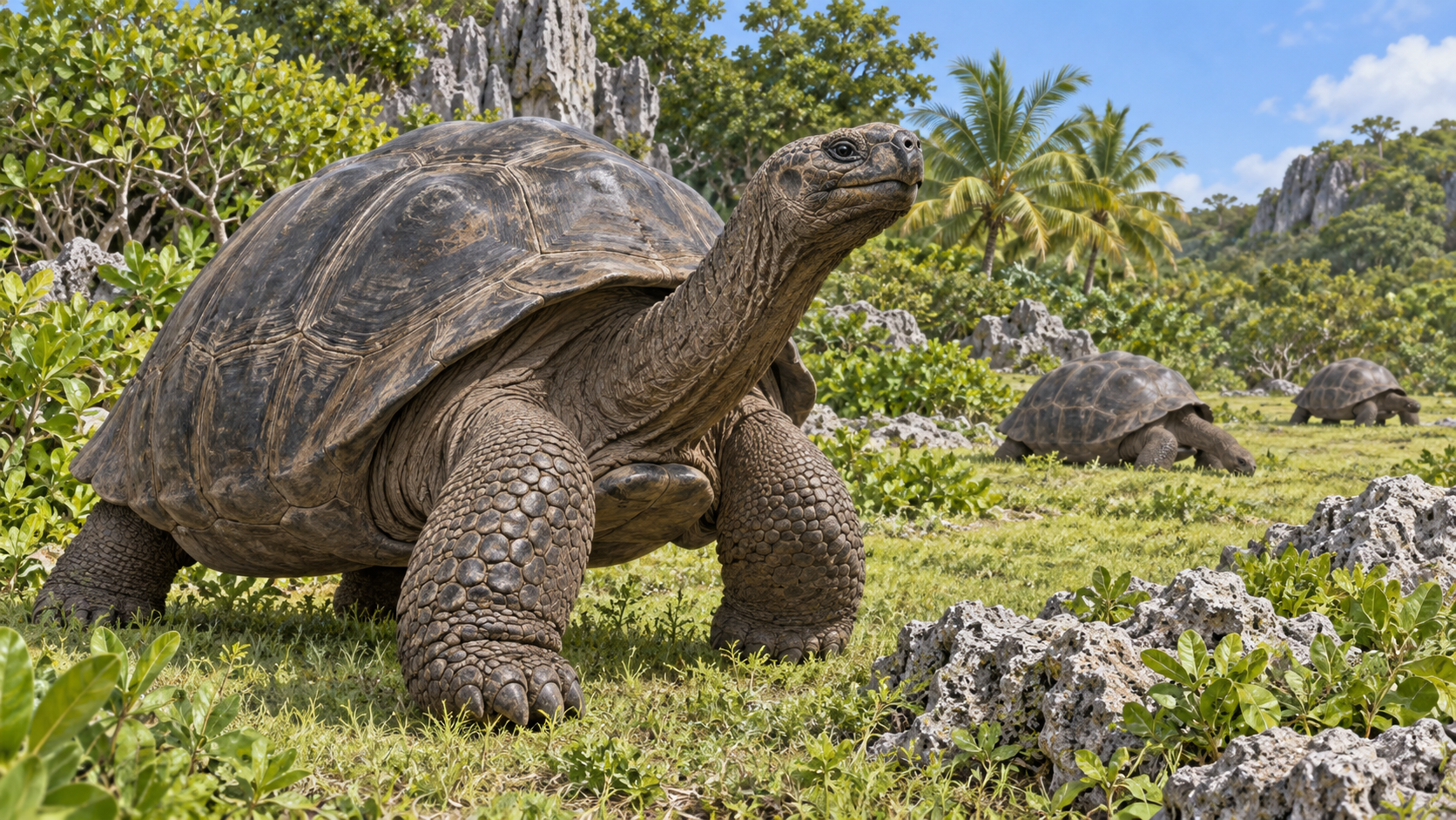 Khảo sát ước tính khoảng 180.000 rùa khổng lồ sống tự do tại đảo san hô Aldabra