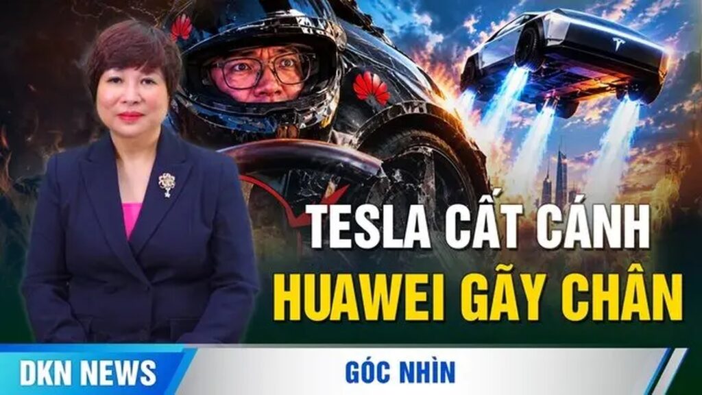 Tesla cất cánh bay lên trời, xe sang Huawei gãy chân phanh
